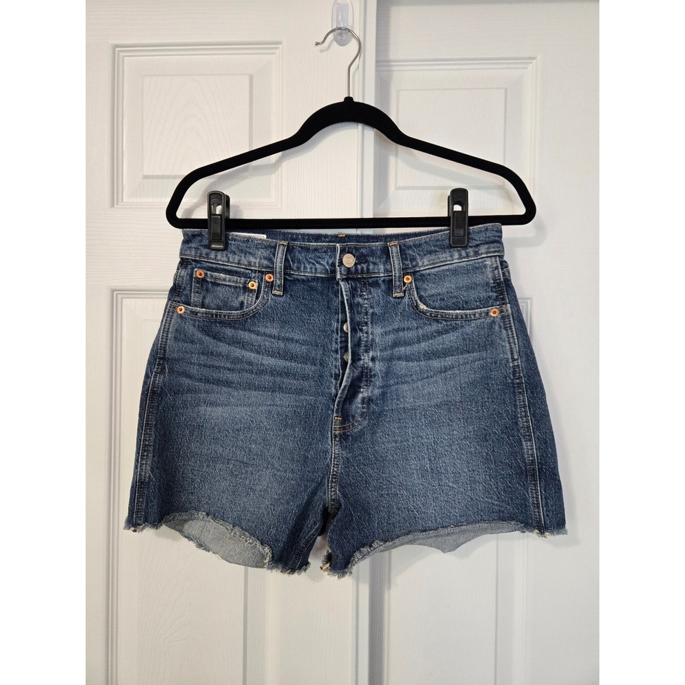 Gap Cheeky Short Sky High Denim Shorts Button Fly Raw Hem Size 30 10T